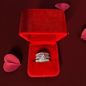 Sparkling Crystal Bridal Ring Set | Statement‎ CZ Wedding Stack |